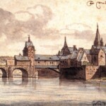 Drie stenen bogen en houten brugdeel van de Maasbrug (Sint-Servaasbrug), 1671