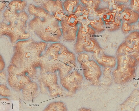 Enkele structuren die zijn ontdekt in de tot voor kort onbekende Maya-stad