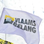 Vlag met het officiële logo van Vlaams Belang