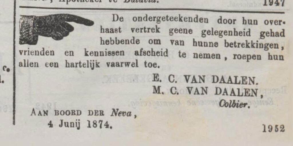 Bericht dat Van Daalen bij zijn vertrek liet publiceren