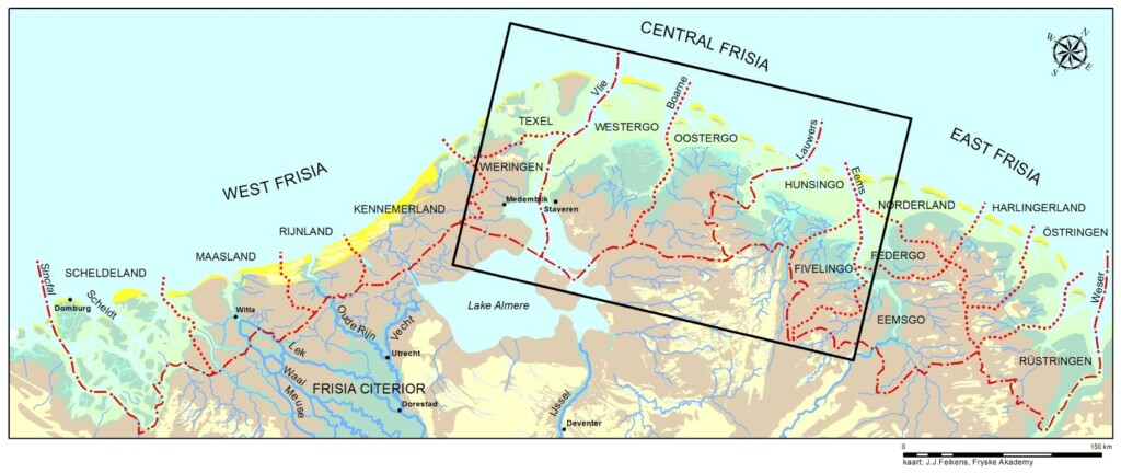 De verschillende delen van Frisia 