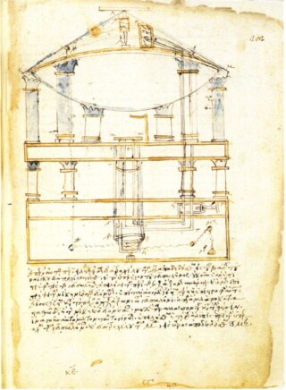 Diagram van een automaat, ontworpen door Hero van Alexandrië