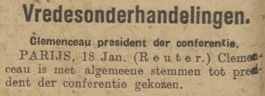 Bericht in het Algemeen Handelsblad van 19 januari 1919