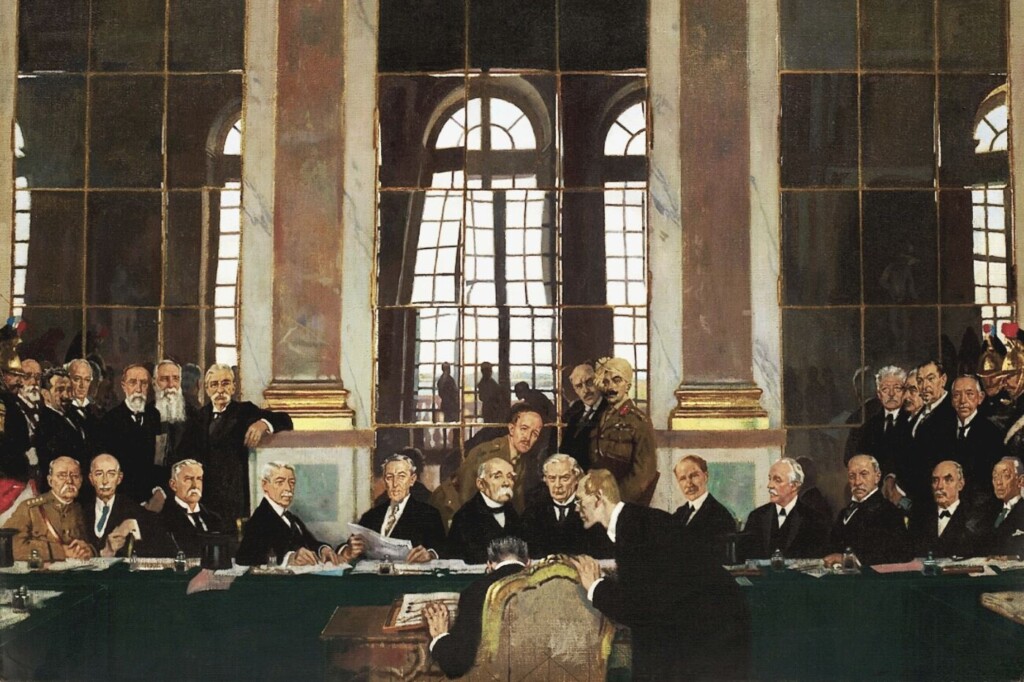 De ondertekening van het Vredesverdrag in de Spiegelzaal van Versailles