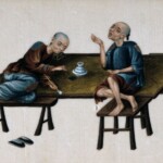 Twee arme Chinese opiumrokers, 19e eeuw. Gouache op rijstpapier.