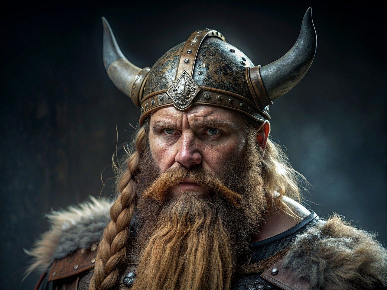 Ouderwets beeld van een een Viking met een helm met horens