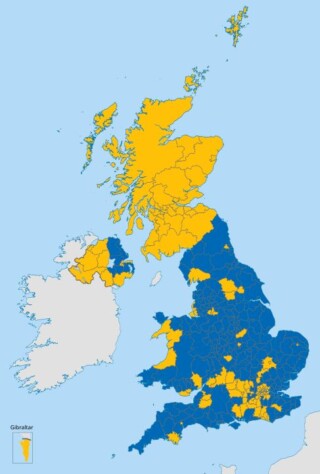 Uitslag van het Brexit-referendum per district. 