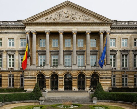 Federaal Parlement van België aan de Wetstraat in Brussel