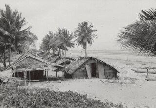 Willekeurige foto van een kampong in Nederlands Nieuw Guinea, 1957