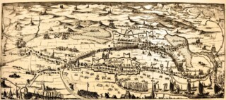 Het leger in de Lange-straet, anonieme kaart uit 1625