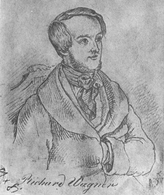 Richard Wagner in 1842. Tekening van E. B. Kietz.