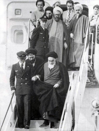 Aankomst van ayatollah Khomeini in Iran, op 1 februari 1979