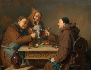 Eduard Grützner – Drie Monniken tijdens de Lunch