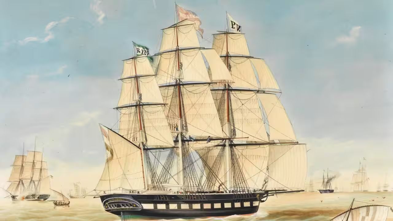 Het fregatschip 'Willem de Tweede'