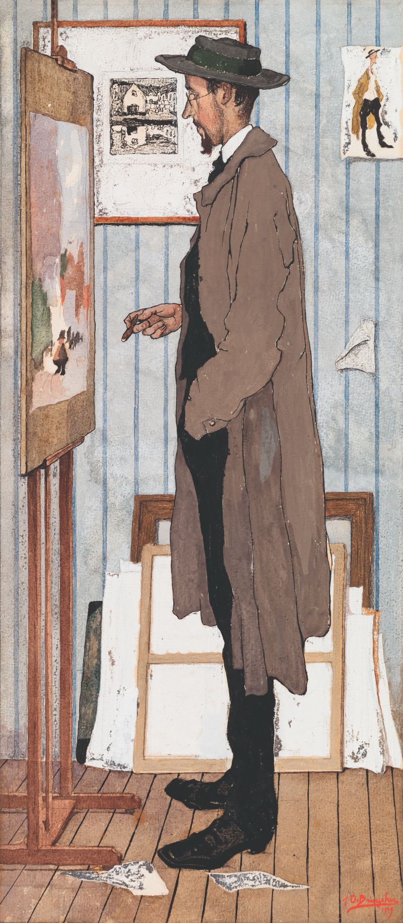 Jules De Bruycker (Gent, 1870-1945), Frans Masereel in het atelier, 1909