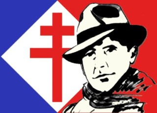 Hoofd van Moulin in de Franse verzetsvlag
