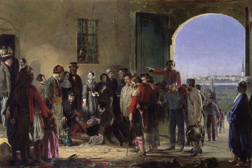 Florence Nightingale bij de gewonden in Scutari 