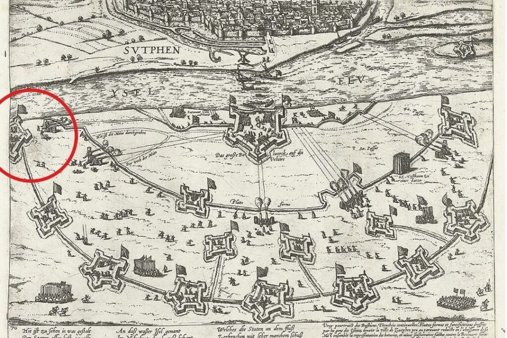 Locatie van de vindplaats op een oude kaart