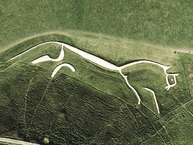 Witte paard van Uffington, geoglief van een paard nabij Uffington Castle in Oxfordshire