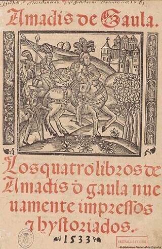 Titelpagina van een Spaanse uitgave van de Amadis de Gaula, 1533