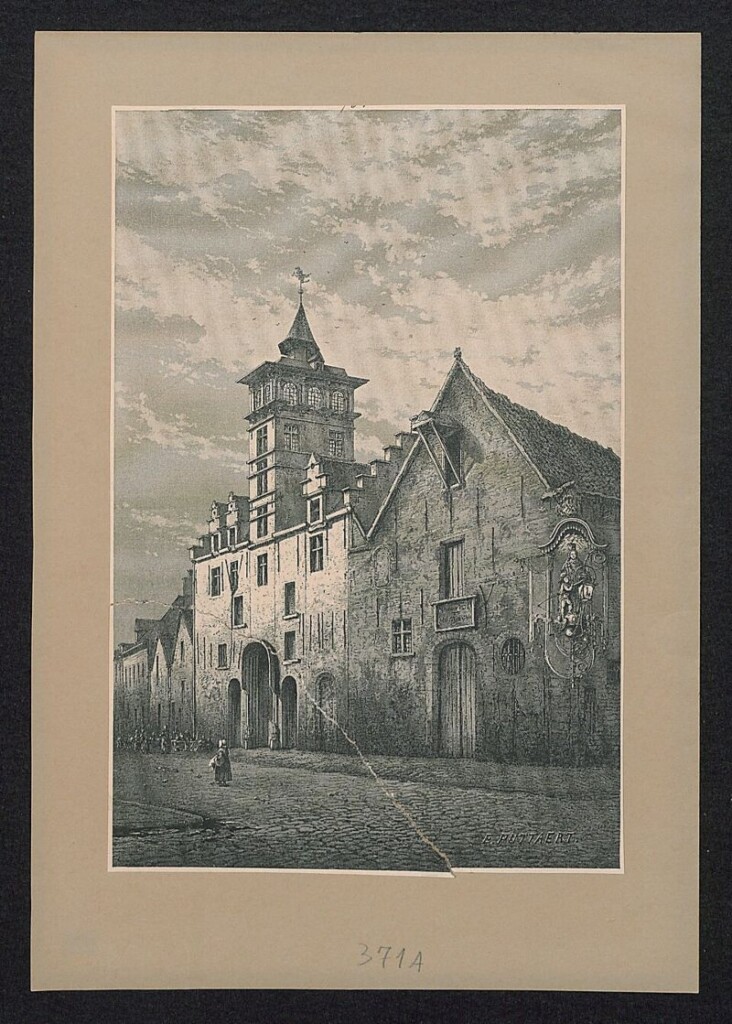 Van Straelentoren op een prent van Emile Puttaert