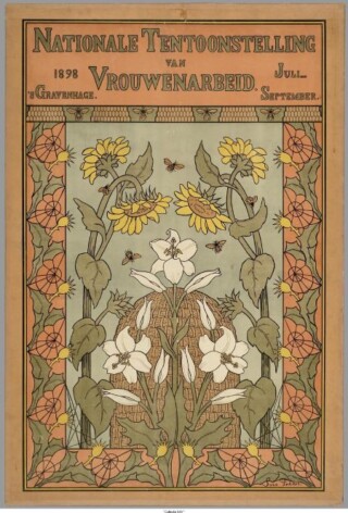 Aankondigingsposter Nationale Tentoonstelling van Vrouwenarbeid 1898, ontwerp Suze Fokker (Collectie IAV, Atria)