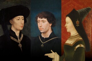 De Bourgondiërs, v.l.n.r.: Filips de Goede, Karel de Stoute en Maria de Rijke
