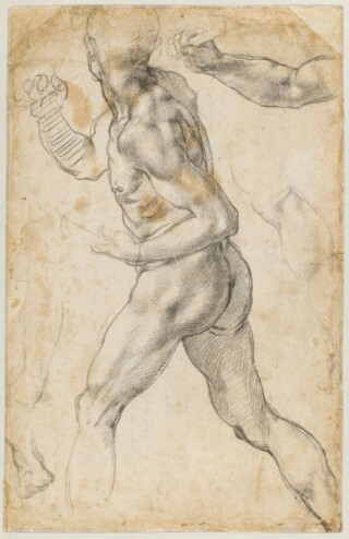 Michelangelo Buonarroti (1475-1564) Studie van een mannelijk naakt voor de Slag bij Cascina