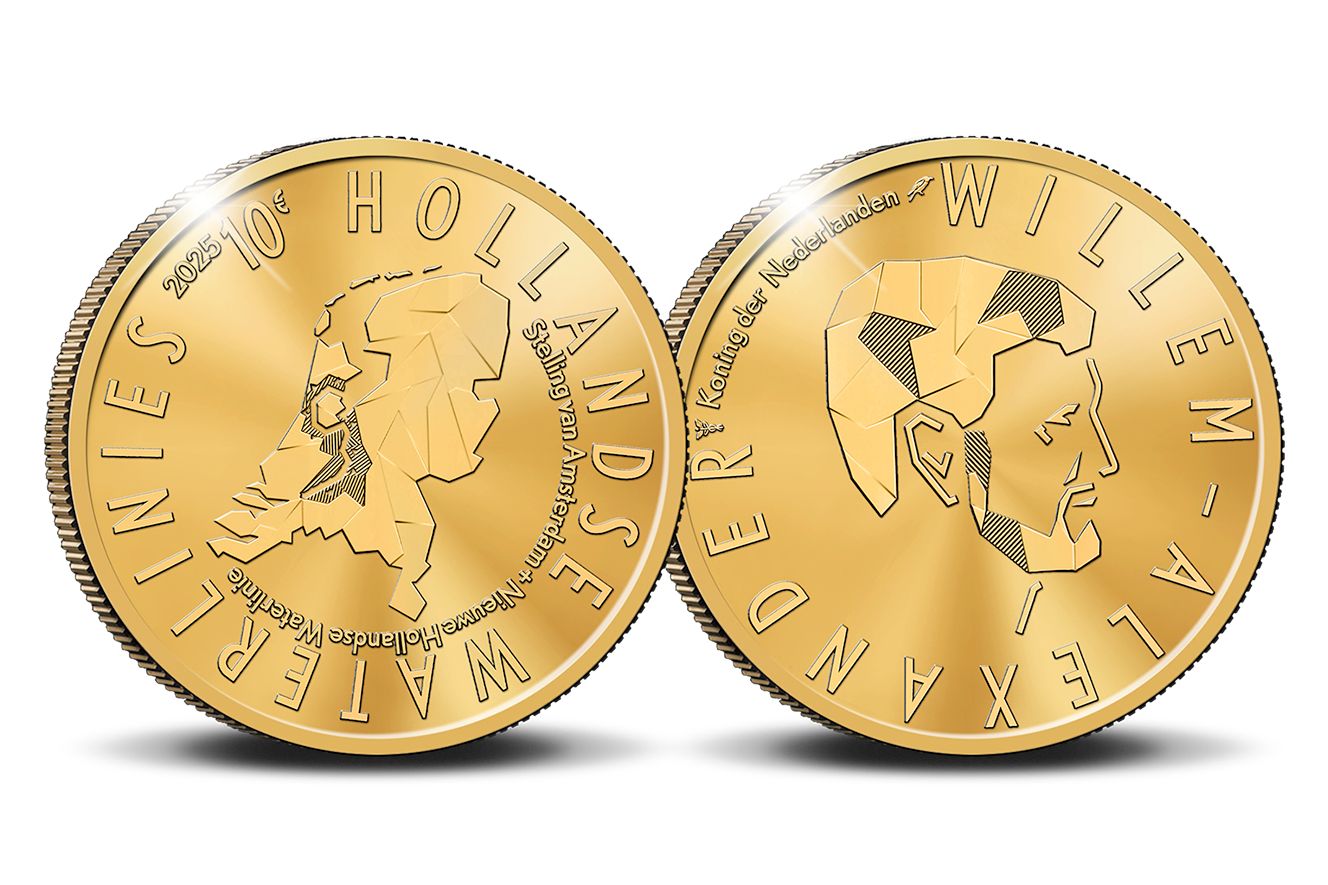 Gouden variant van de Hollandse Waterlinies hedenkingsmunt