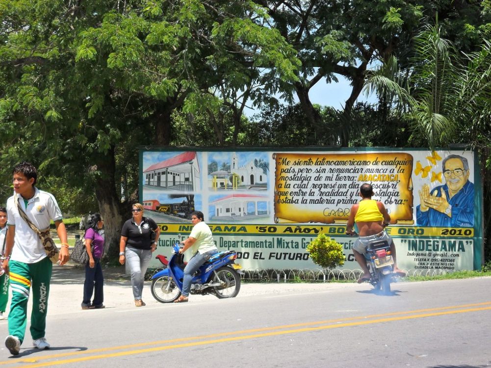 Gabriel García Márquez-muur in Aracataca, geboorteplaats van de schrijver