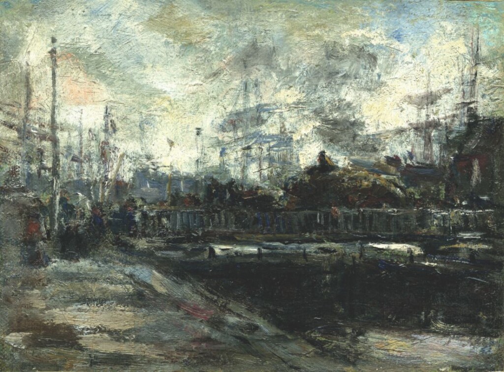 Landverhuizers aan de Nassaubrug