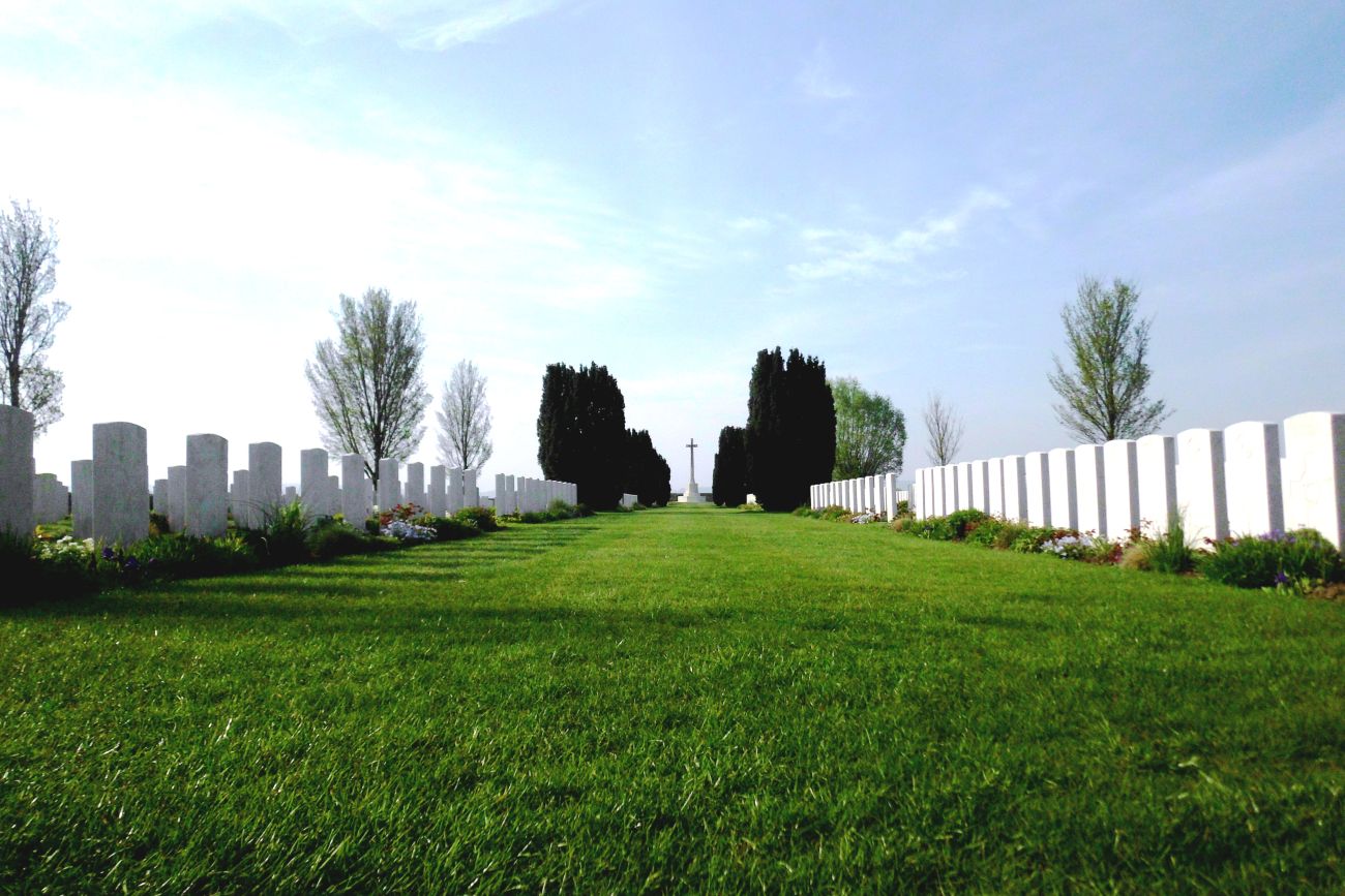 Nine Elms oorlogskerkhof bij de stad Poperinge