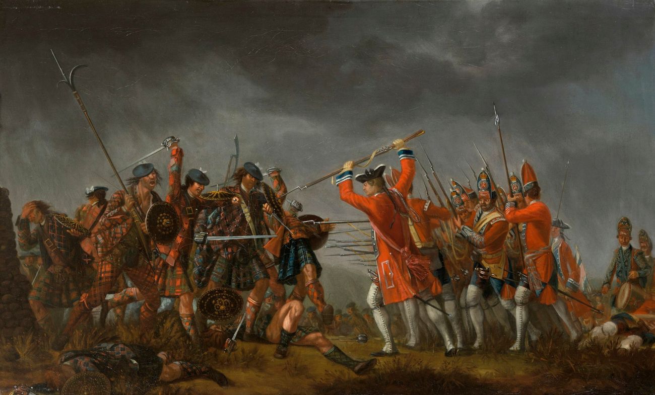 Slag bij Culloden uit 1745 - Schilderij van David Morier