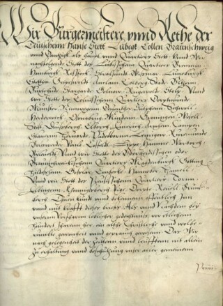 Oorkonde uit 1557 waarmee afspraken tussen 63 Hanzesteden bevestigd worden