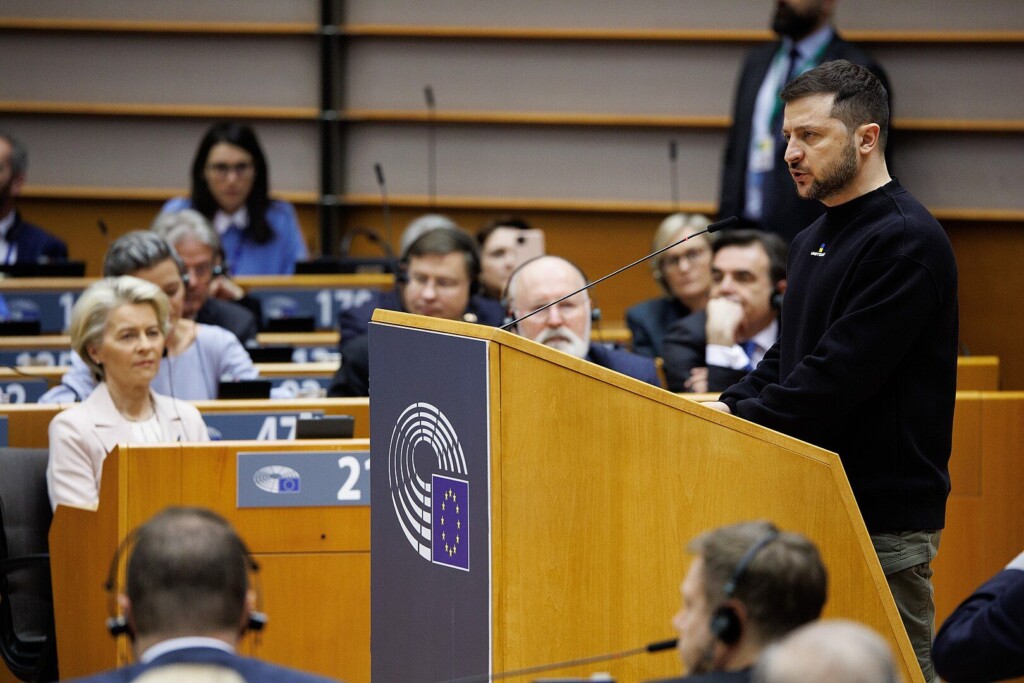 President Zelensky spreekt het Europees Parlement toe, 9 februari 2023