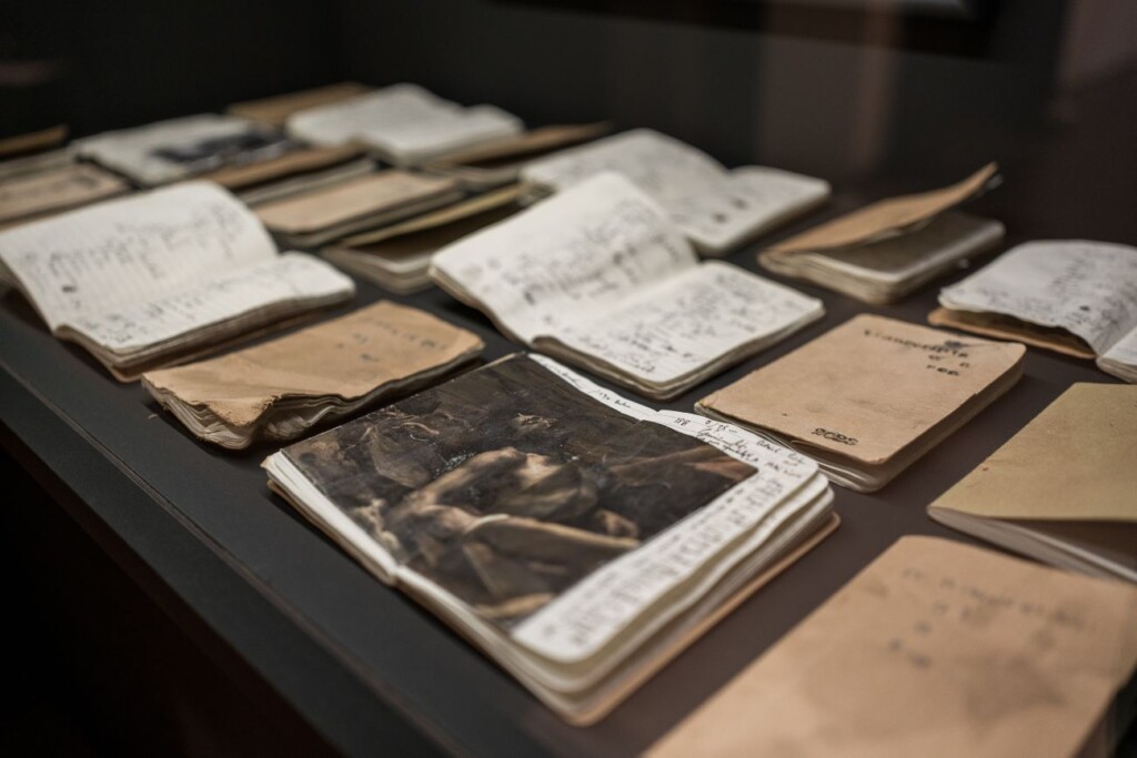 Logboekjes van Stephan Vanfleteren, te zien in de tentoonstelling