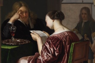 Detail van het schilderij van Frans van Mieris