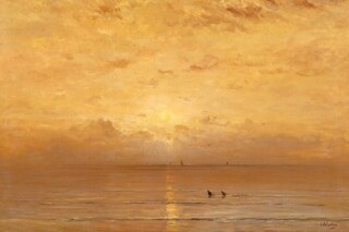 Zonsondergang met garnalenvissers - Mesdag (1)