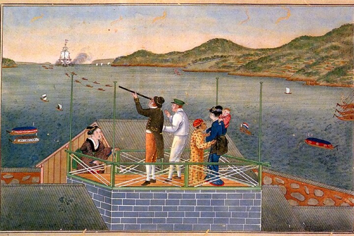 Aankomst van een Nederlands schip op Dejima