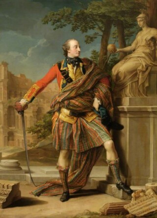 Colonel William Gordon, met zijn kilt als toga, in 1766 in Rome geportretteerd door Pompeo Batoni. Olie op doek, 289 × 217 cm