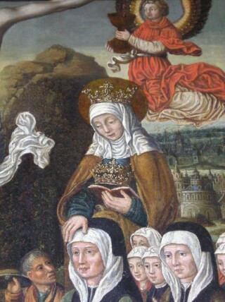 Afbeelding van Elisabeth van Thüringen in de Sint Elisabethskerk te Grave