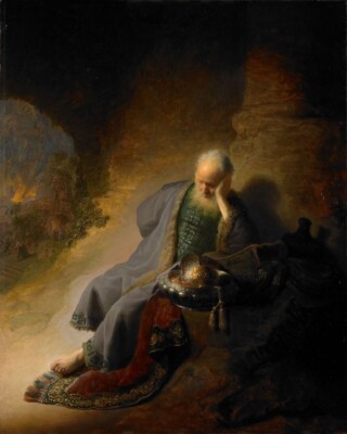 Jeremia treurend over de verwoesting van Jeruzalem - Rembrandt, 1630
