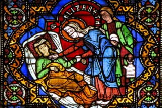Afbeelding in glas-in-lood in de Sint Elizabethkerk in Marburg