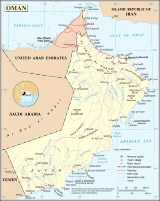 Kaart van het huidige Oman