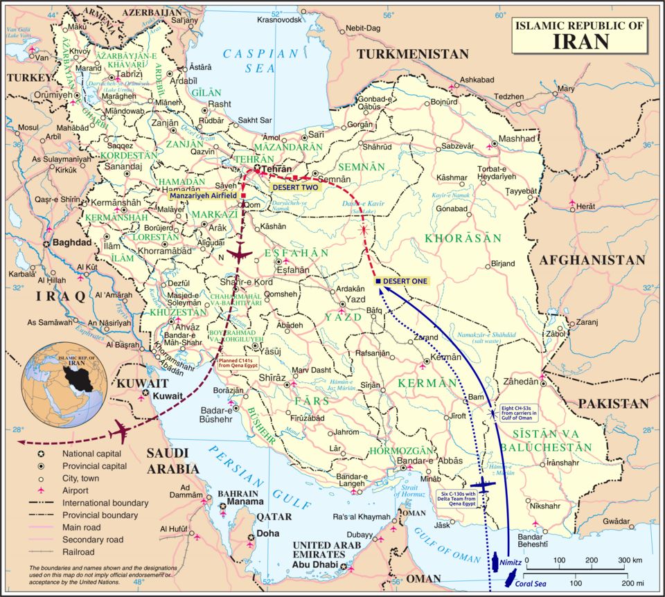 Operatie Eagle Claw route