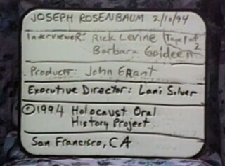 Sttill uit het interview met het San Francisco Holocaust Center, 1994