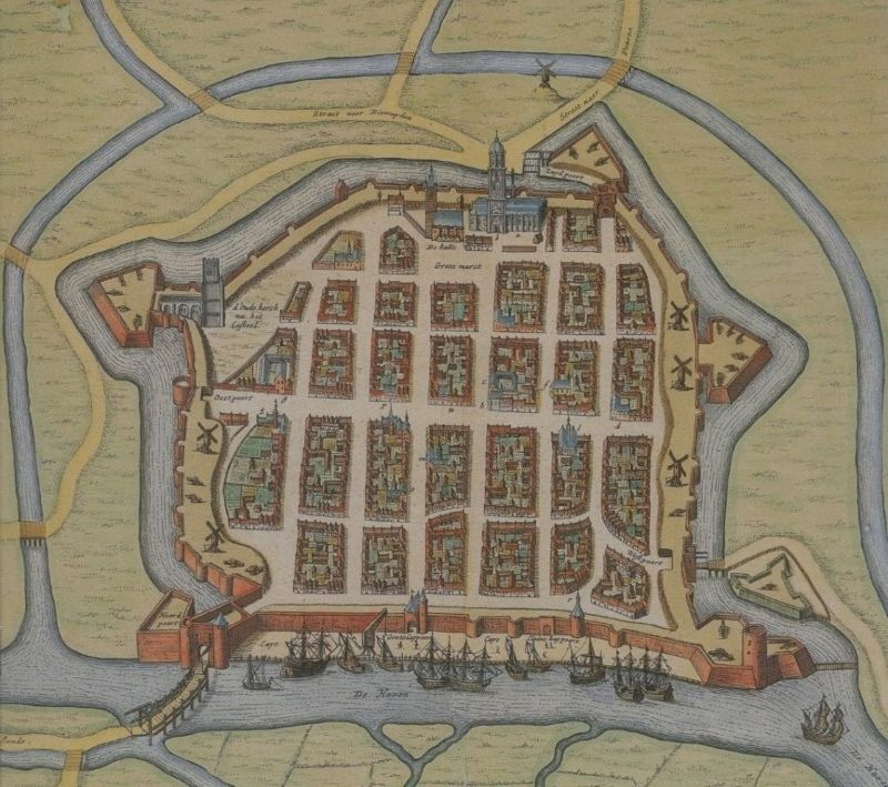 Plattegrond van Nieuwpoort door Vedastus du Plouich, 1644.