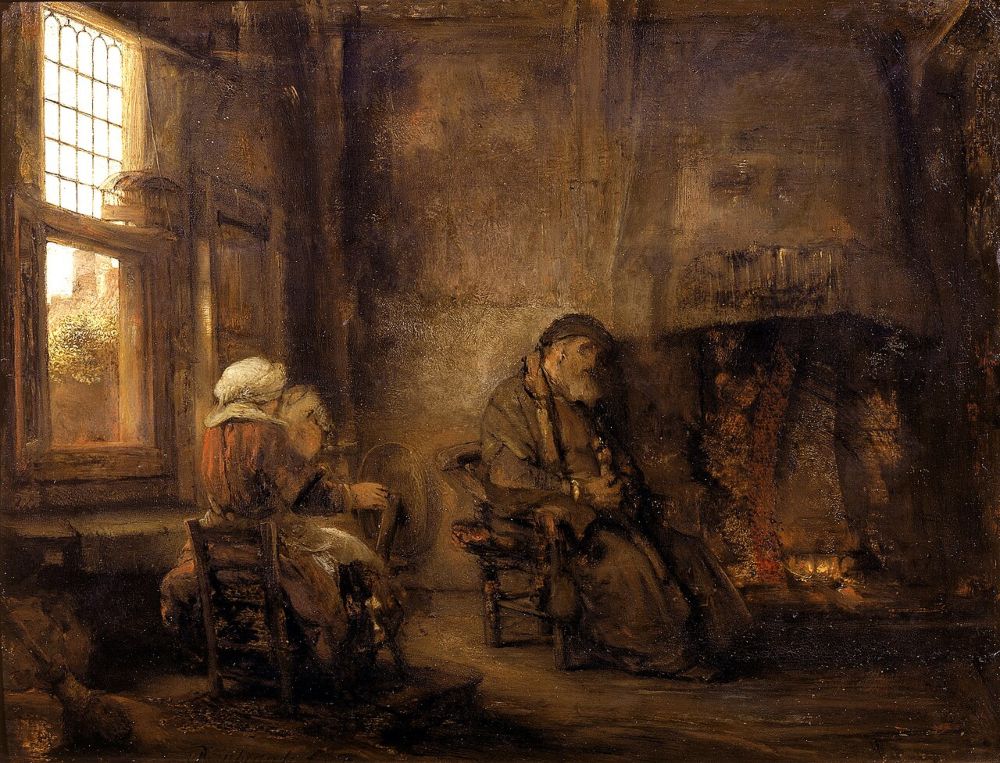 Tobit en Anna wachten op de terugkeer van hun zoon - Rembrandt van Rijn, 1659