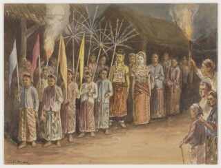 Javaans huwelijk, door J van der Heyden, uit: 'Pictures of the tropics'