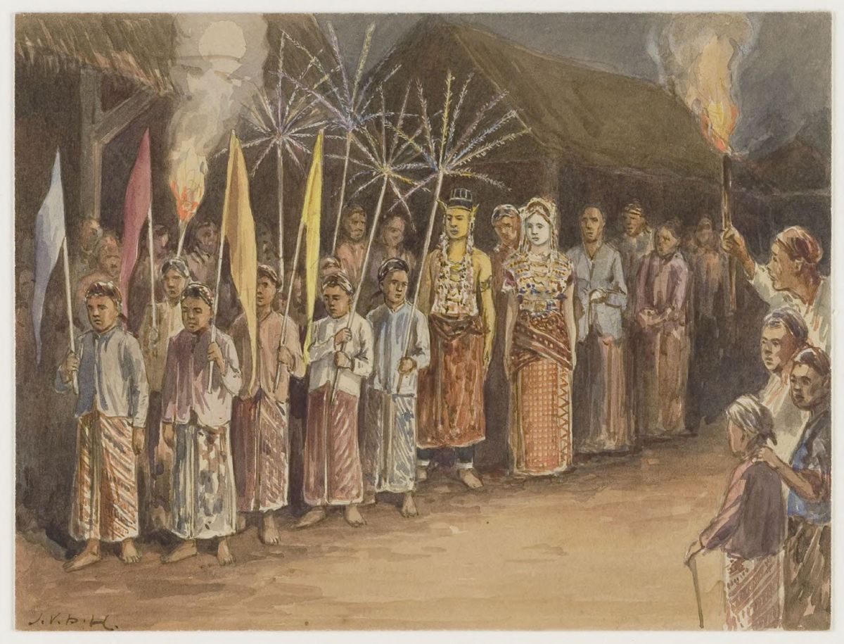 Javaans huwelijk, door J van der Heyden, uit: 'Pictures of the tropics'